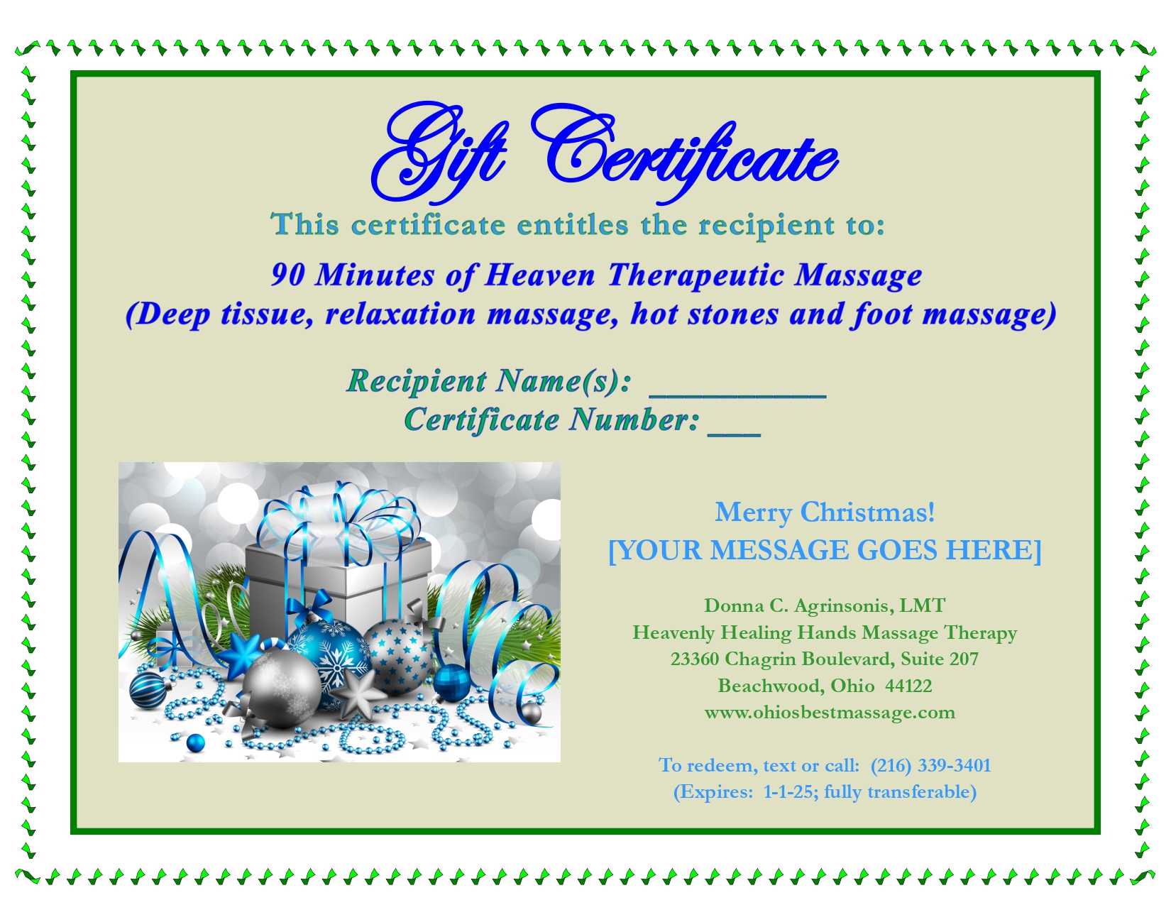 GIFT CERTIFICATE - 90 Minutes of Pure Heaven (Ladies Only) - CLEVELAND ...